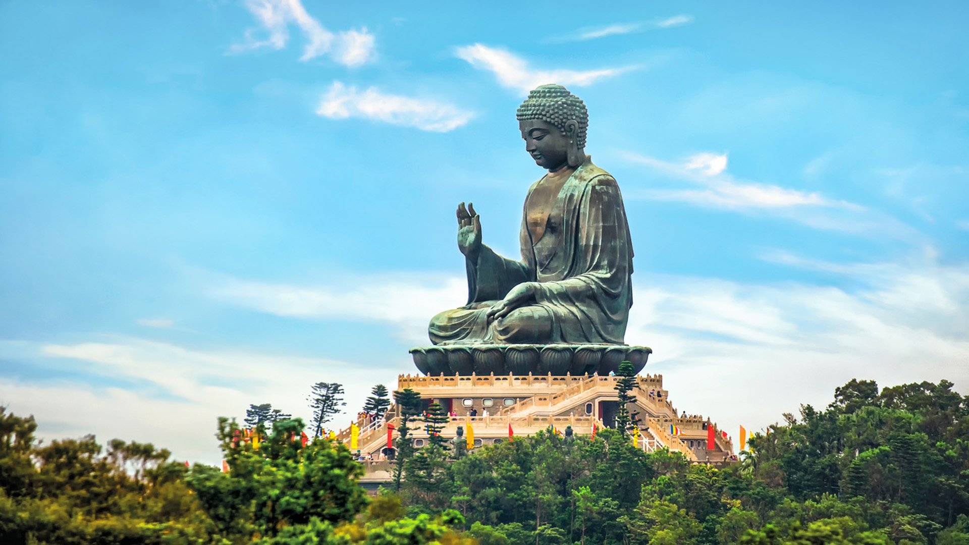 Lantau Island: Bronze-Buddha im Po-Lin-Kloster