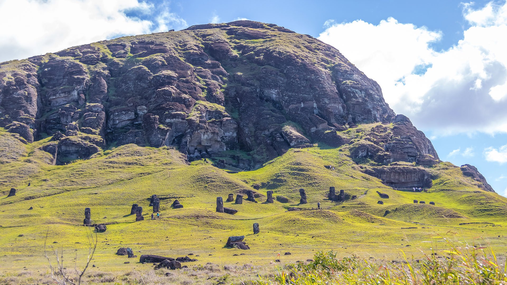 The Rano Raraku Volcano Quarry where Moai Statues were carved - 