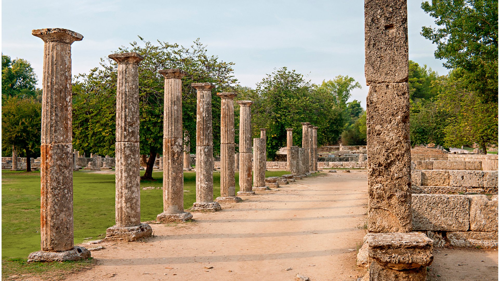 Column lined street in Olympia