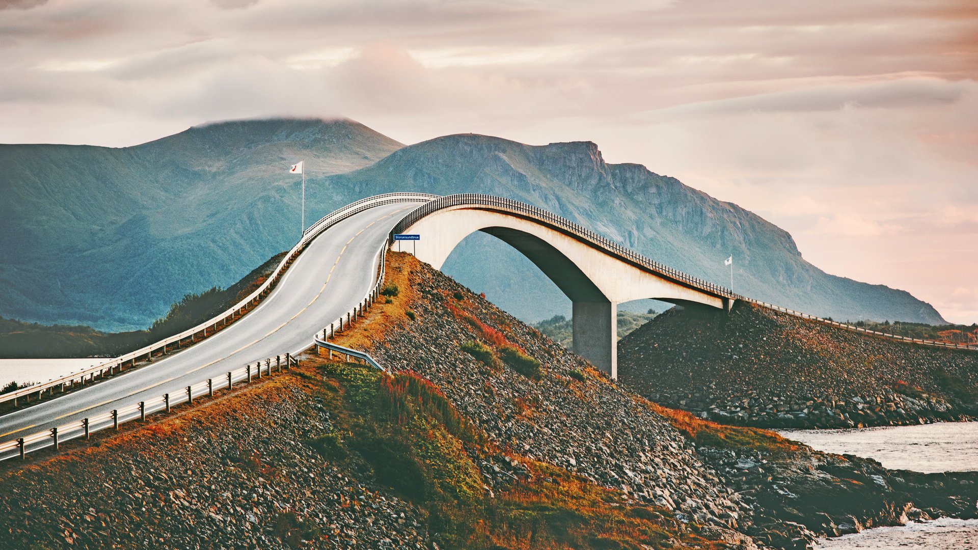 Atlantic road in Norway Storseisundet bridge over ocean scandinavian travel landmarks