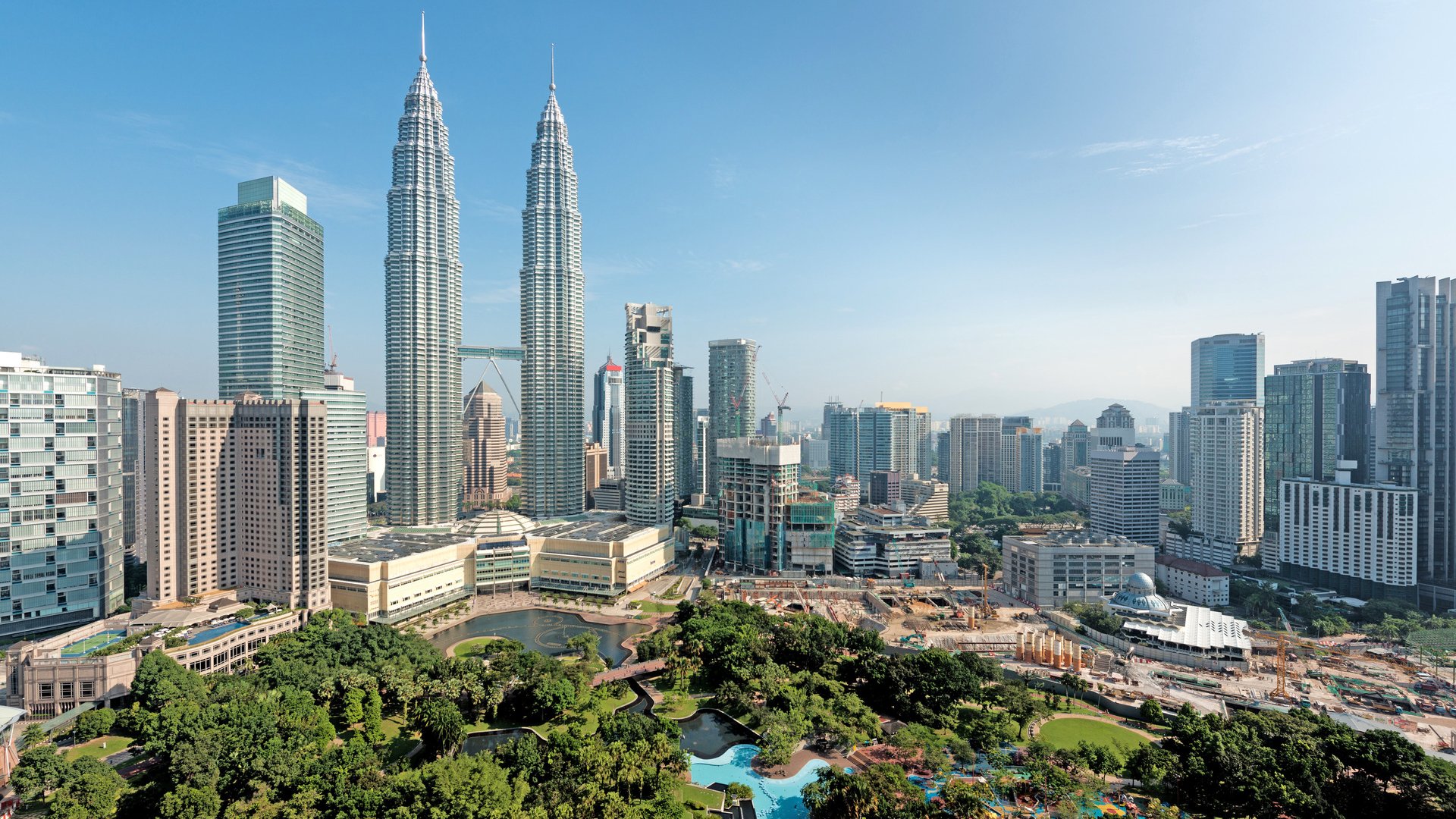 Kuala Lumpur skyline and skyscraper in Malaysia. Downtown business district center of Kuala lumpur seeing Petronas twin tower in Malaysia. Asia.
