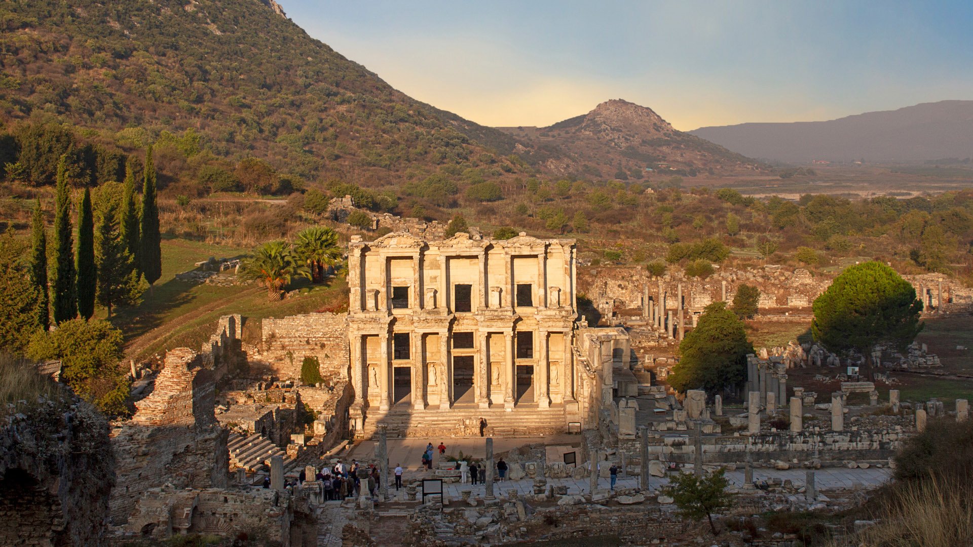 Celsus Library in the Roman ruins of Ephesus in Turkey