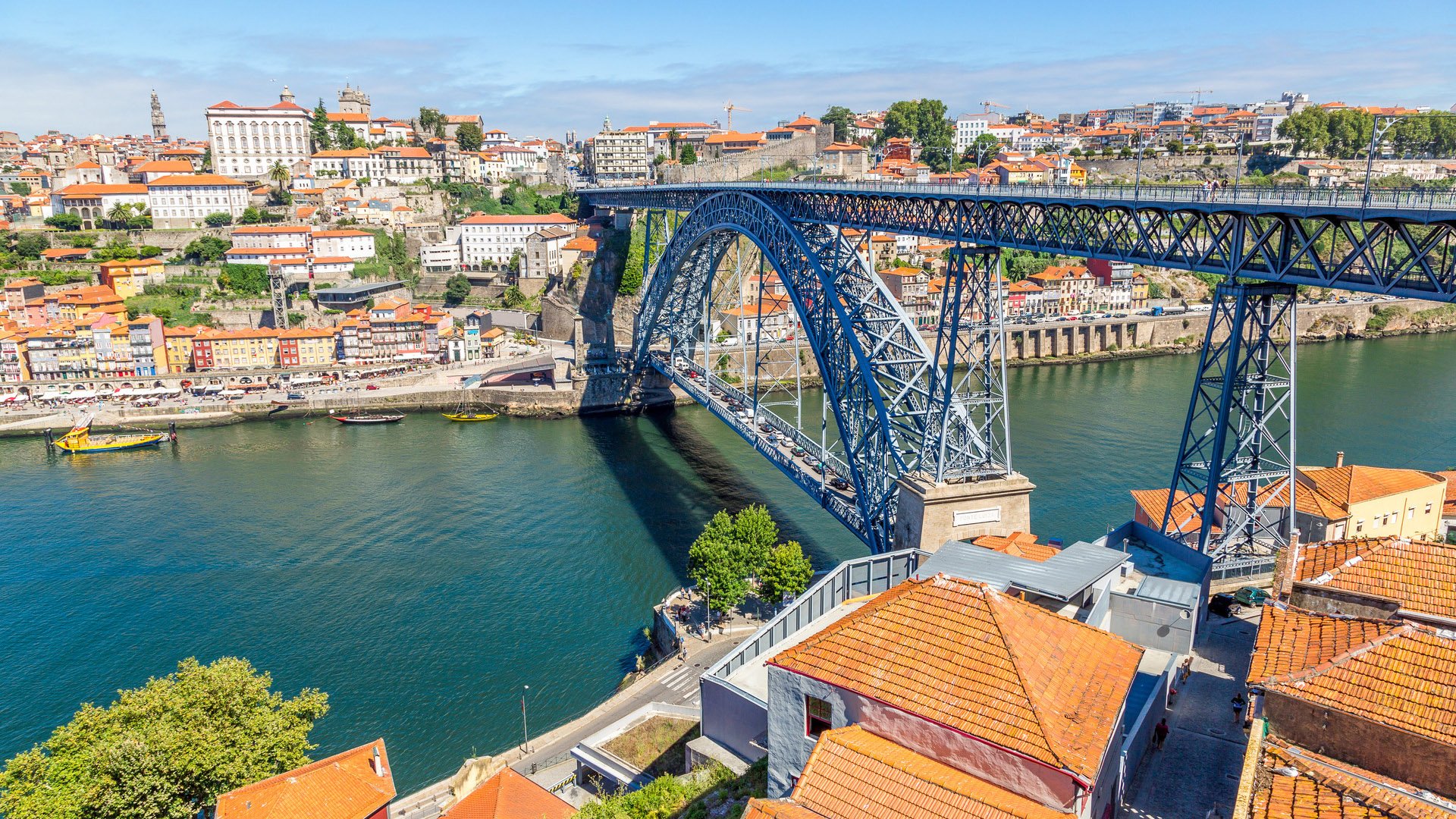 Dom Luis I bridge in Porto in Portugal in a summer day