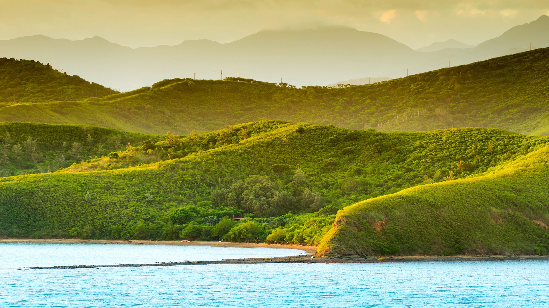 Sunset landscape on the hills around Noumea, New Caledonia