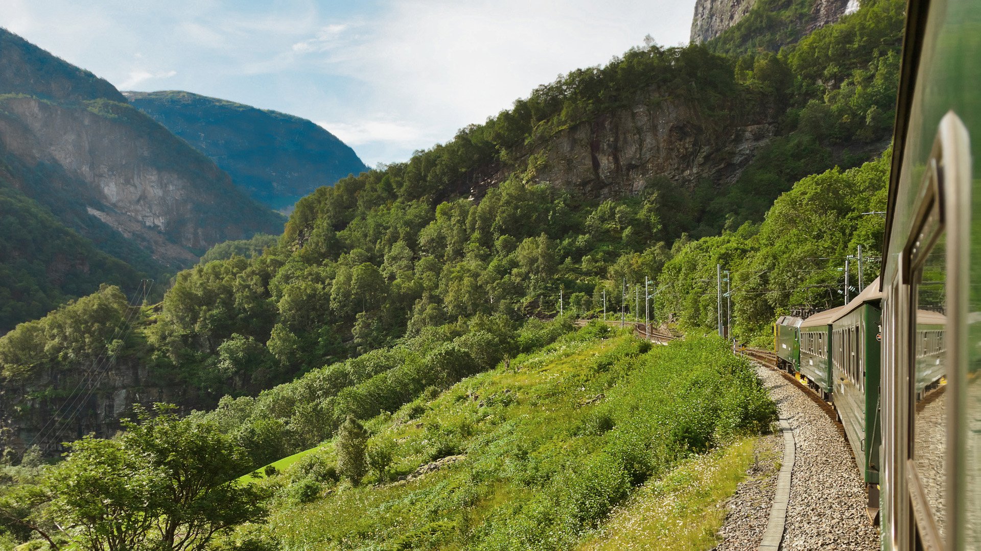 Train in Flam - Norway - nature and travel background