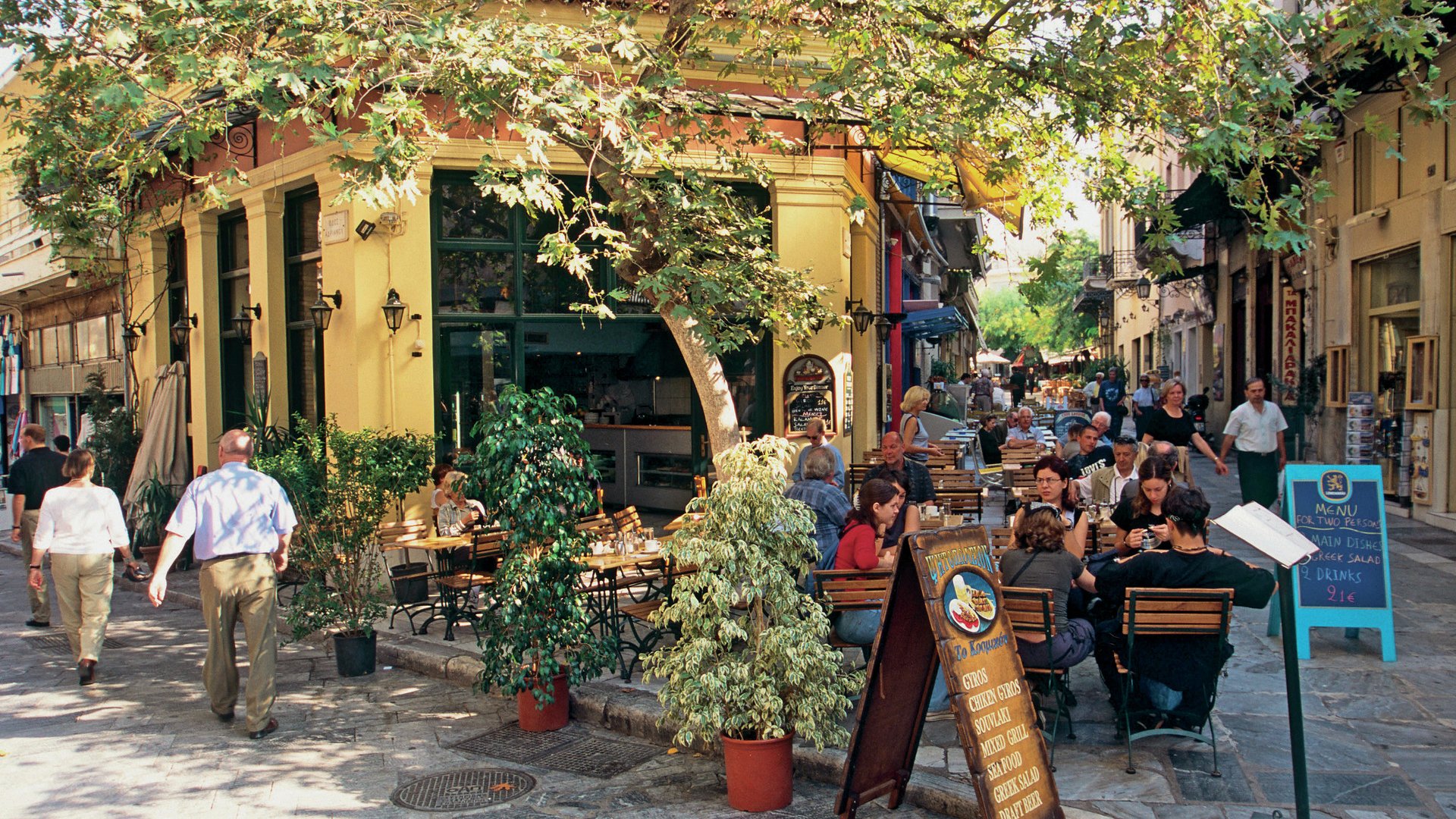 AGC961 Cafes in Plaka old part of Athens Greece
