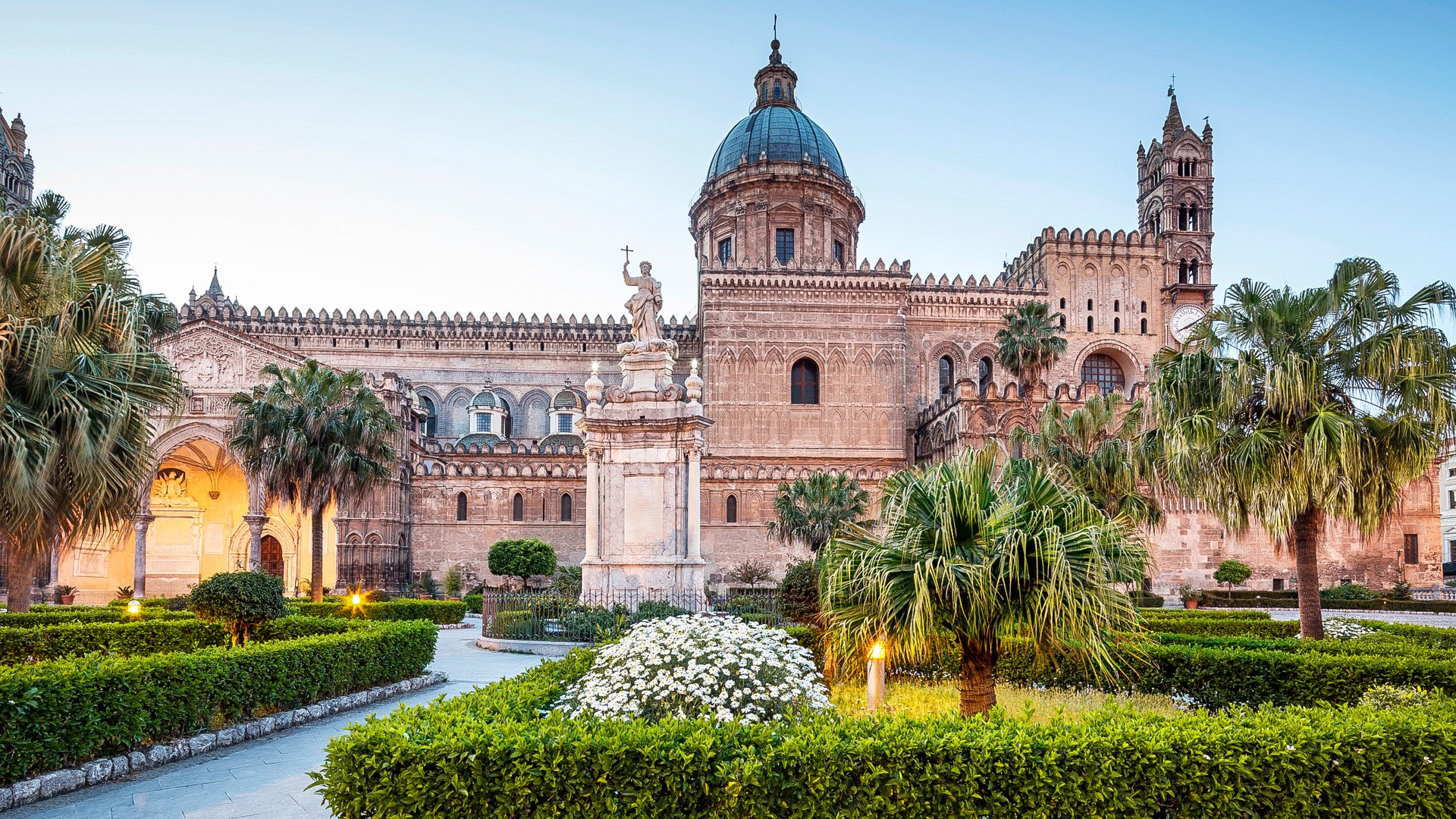 Palermo Cathedral at dusk, Sicily Italy