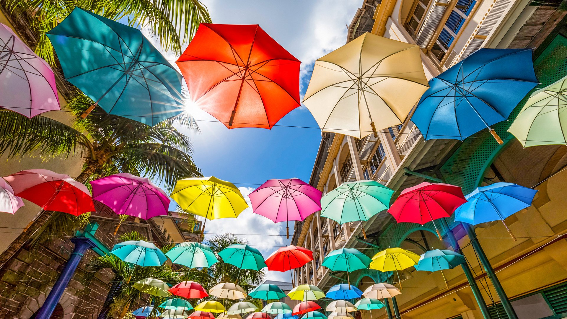 Mauritius, Port Louis, Caudan Waterfront, Umbrella Square