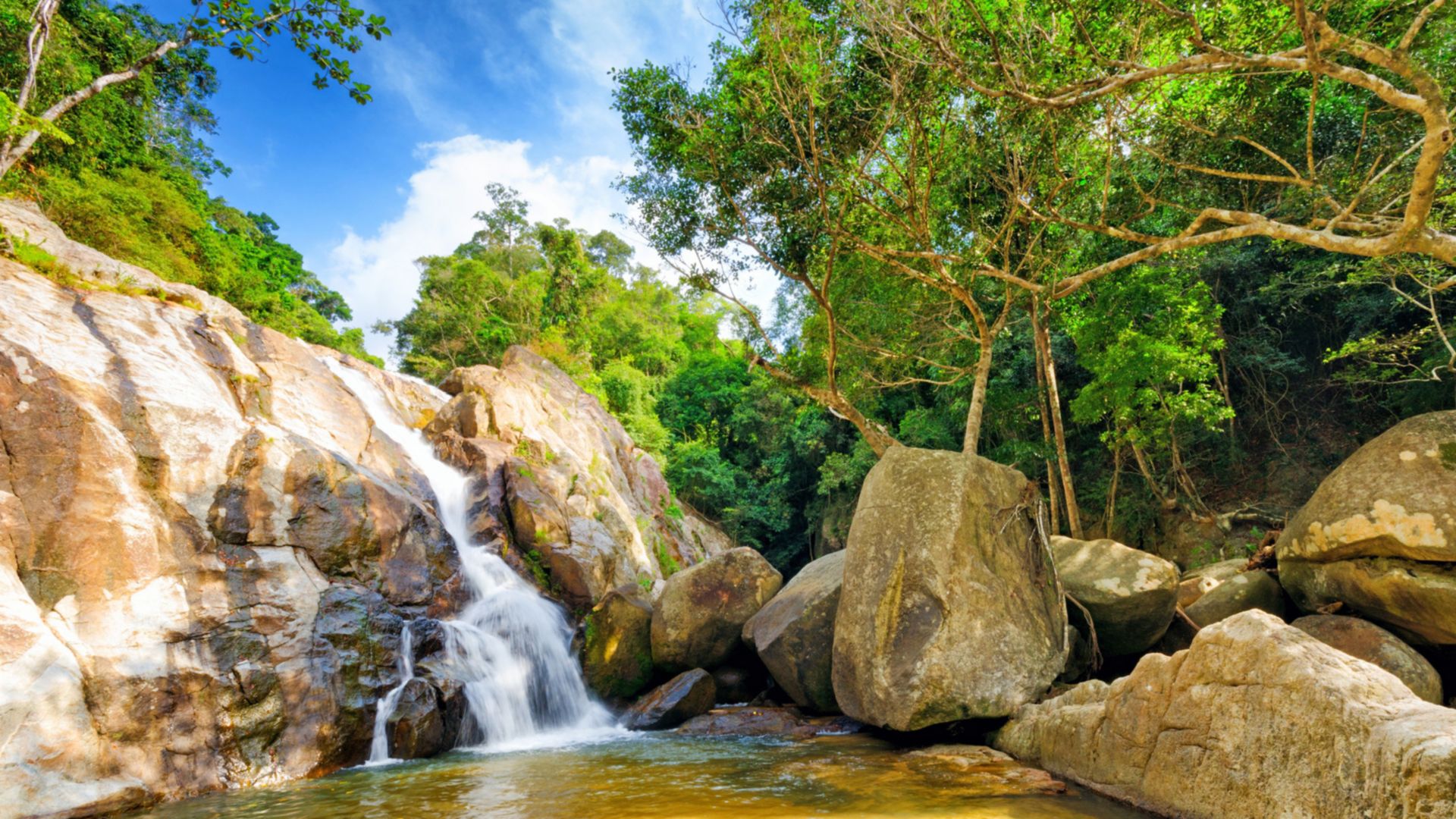 18708425 - hin lad waterfall. koh samui, thailand.