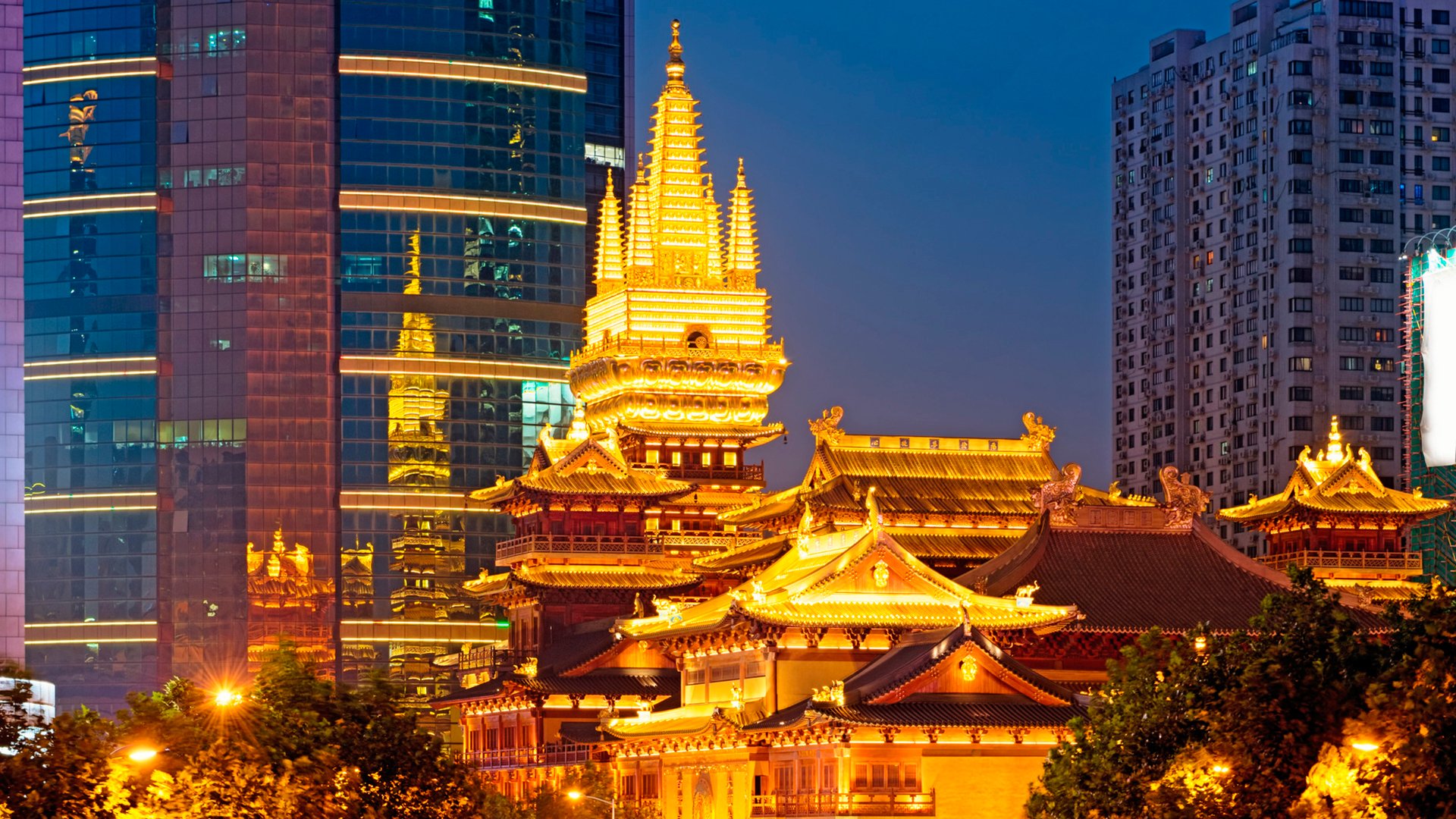 Jing'an Temple is a Buddhist temple on the West Nanjing Road in Shanghai, China. Jing'an District, where it is located, is named after the temple.