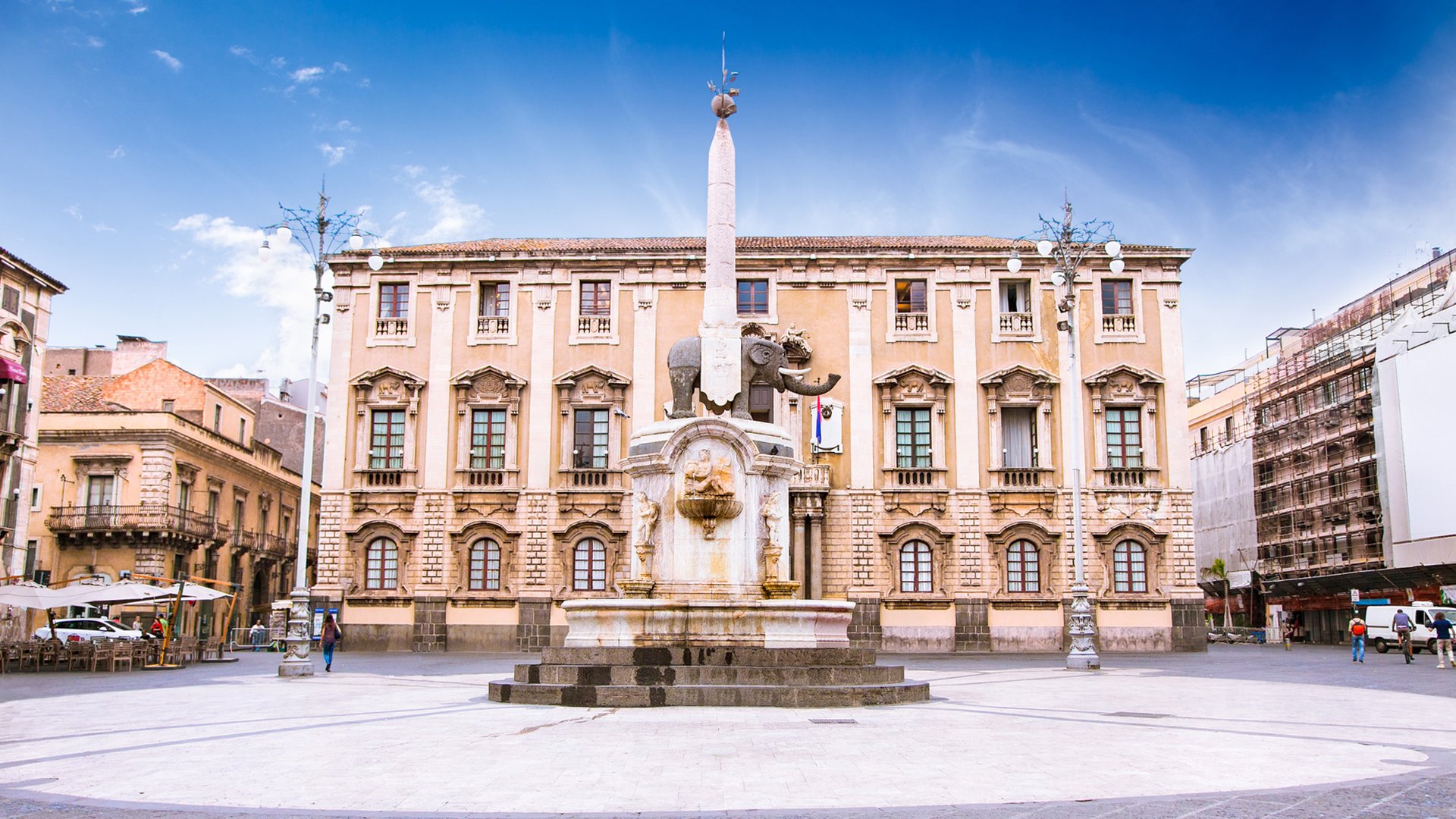 Elephant fountain and Cathedral Square, Catania, Sicily, Italy
