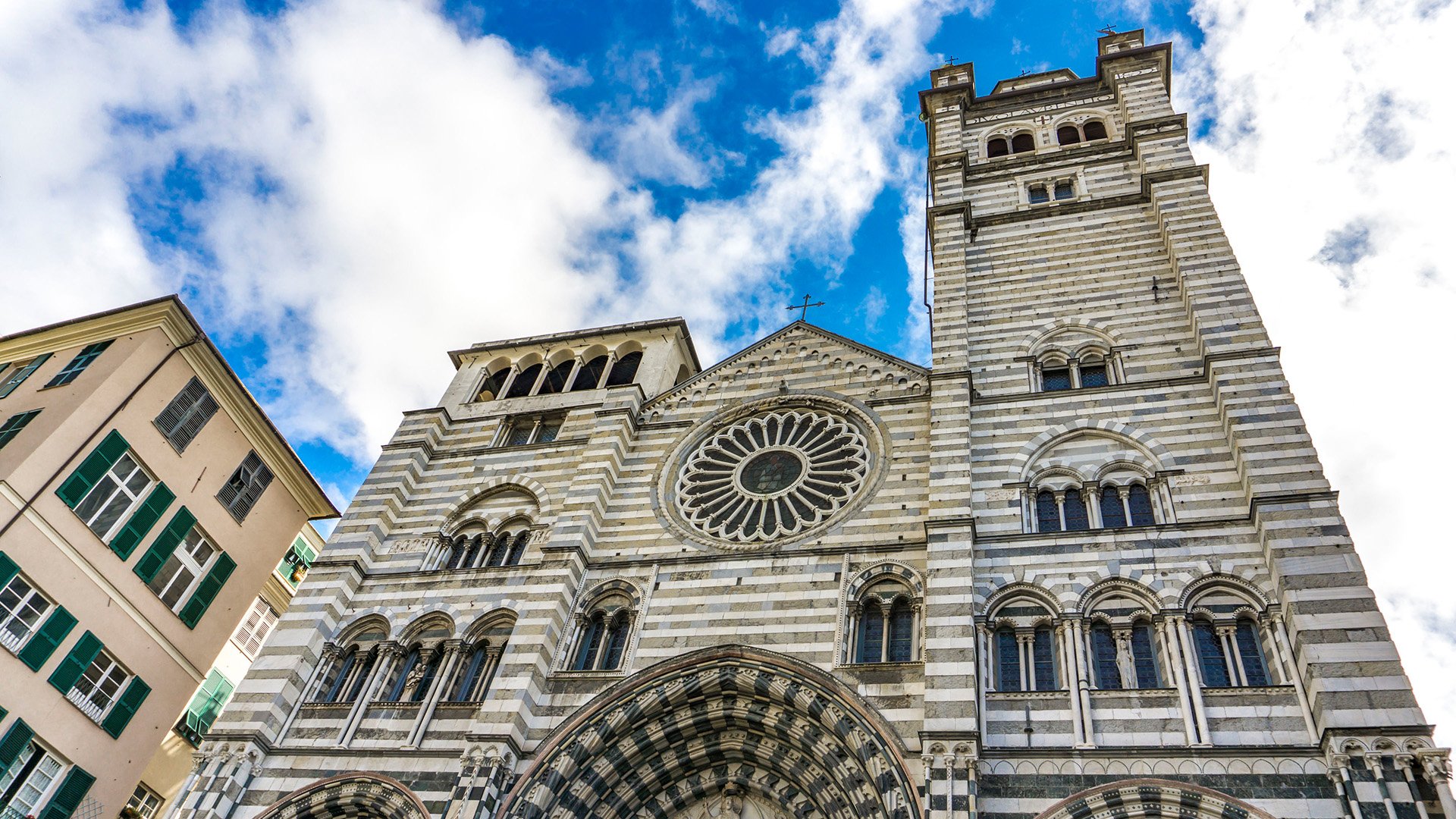 Genoa Cathedral in Italy. Genoa Cathedral is a Roman Catholic cathedral dedicated to Saint Lawrence and is the seat of the Archbishop of Genoa.