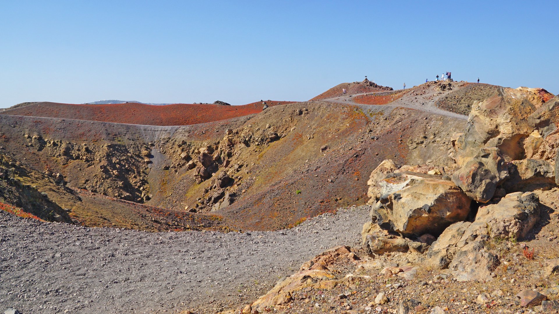 Nea Kameni island near Santorini, Cyclades in Greece