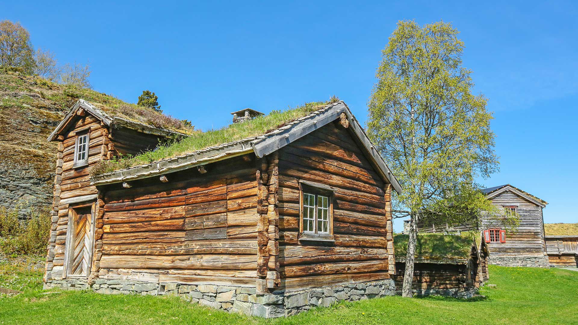 Old timber house in Sverresborg Trøndelag Folk Museum, trondheim, Norway