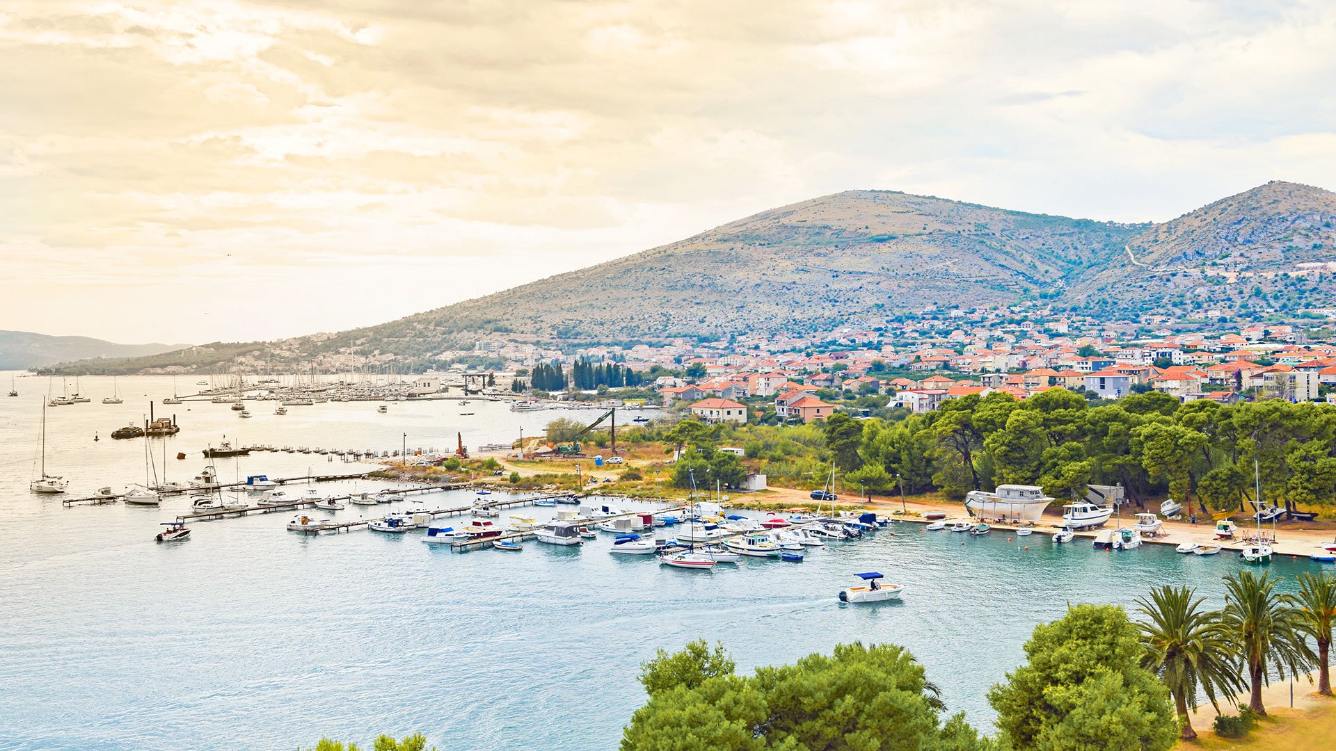 Harbour in Trogir,Trogir is a historic UNESCO town and harbour on the Adriatic coast and a popular tourist destination