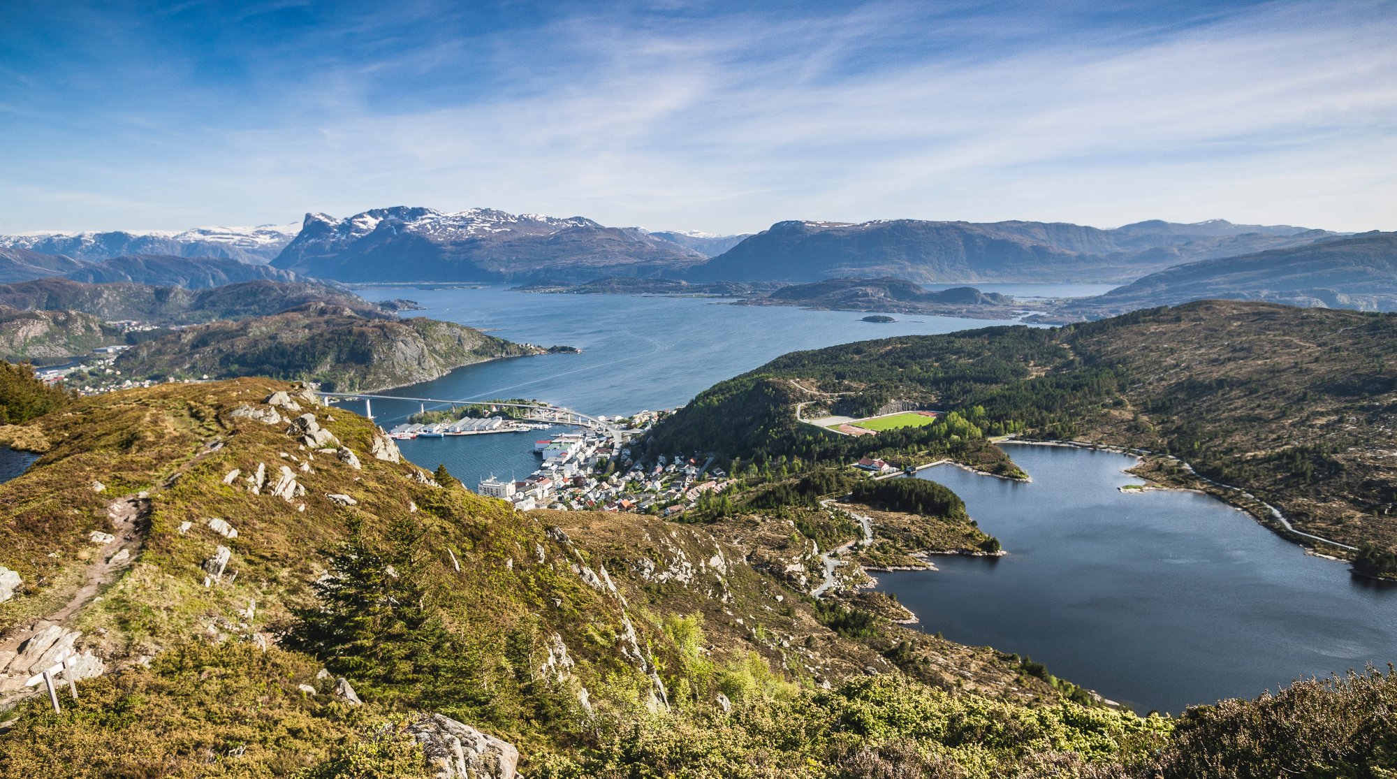 aerial landscape view on city of Måløy, port to stattlandet, the norwegian west cape, Norway; Shutterstock ID 1328100119; purchase_order: BB23-27752 at; job: ; client: AIDA Cruises; other: 