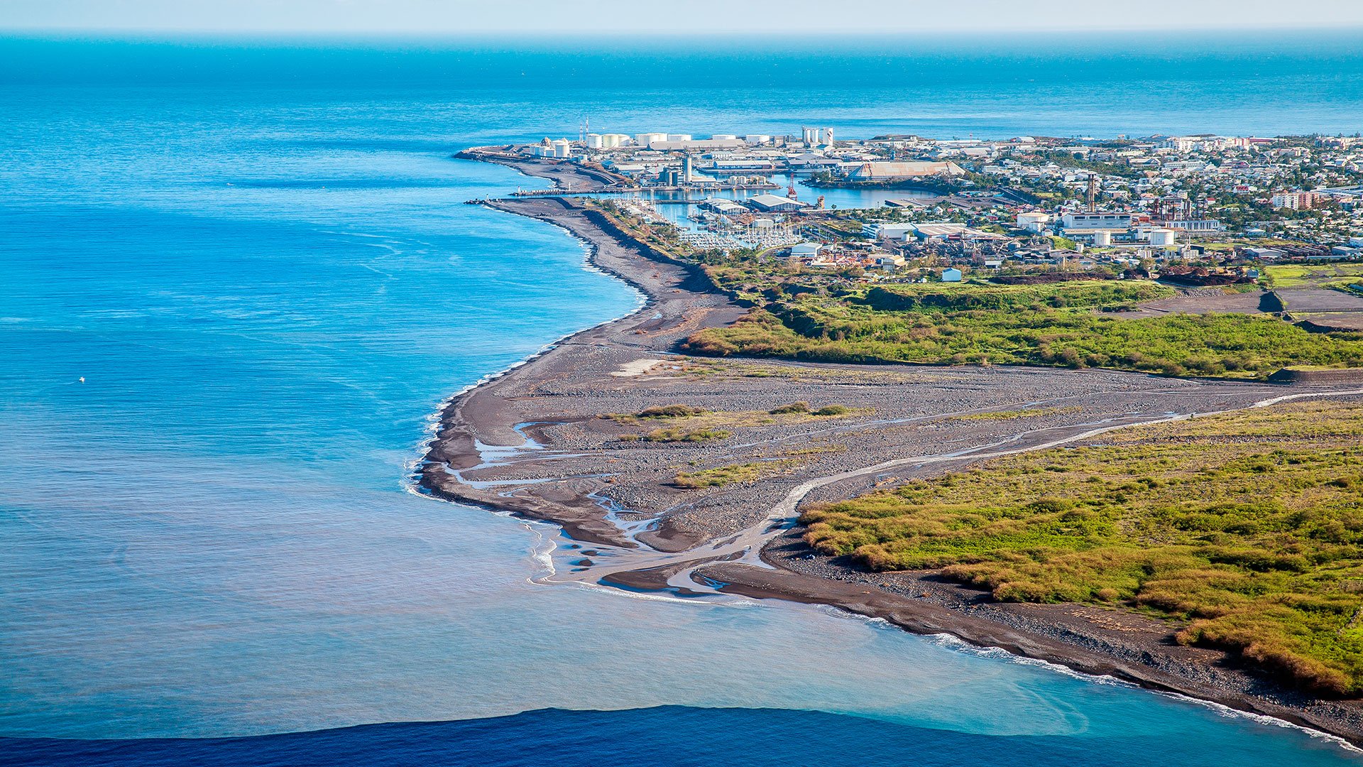 River carrying sediment into the sea, La Réunion