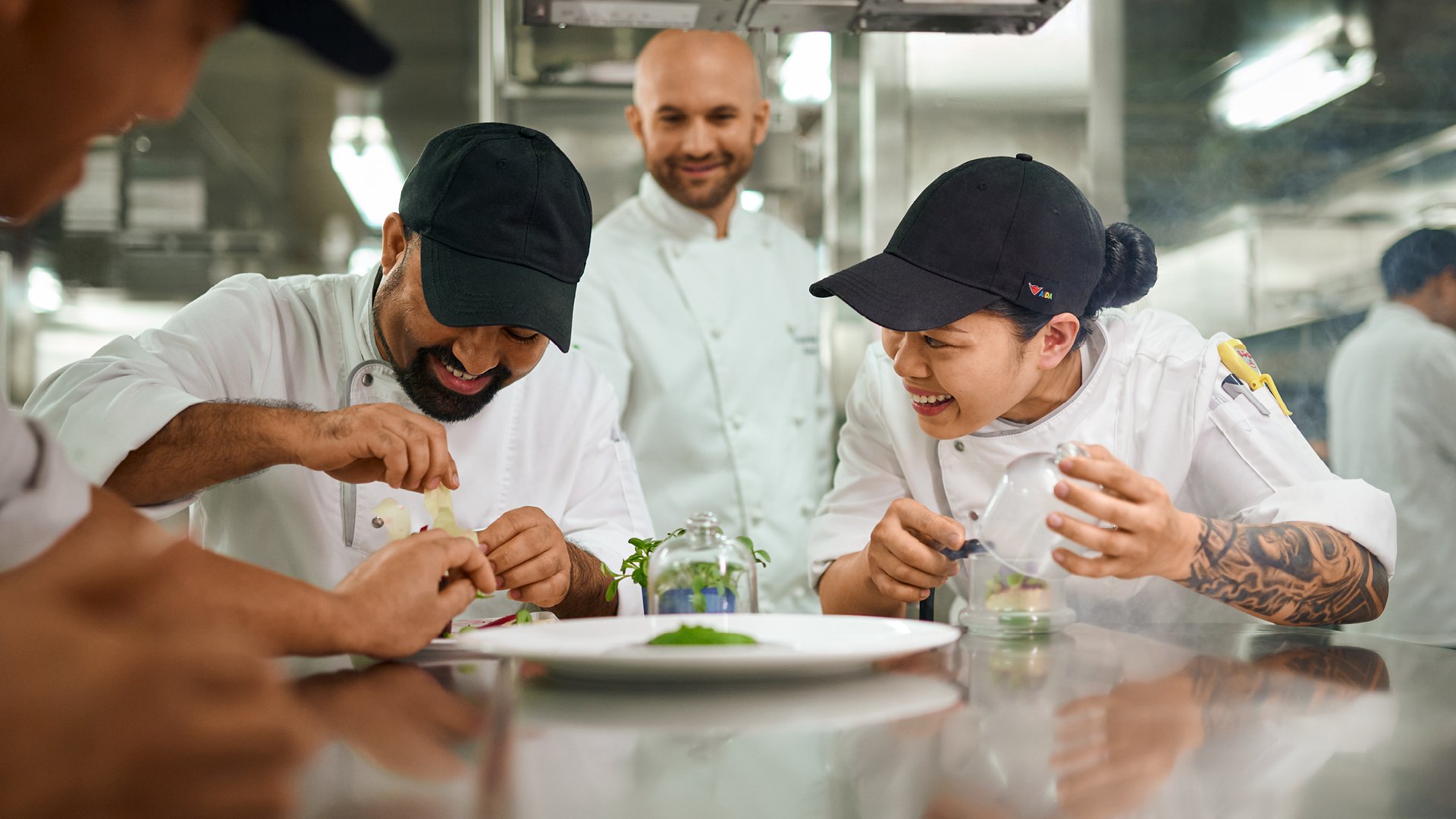 AIDA crew works in the galley