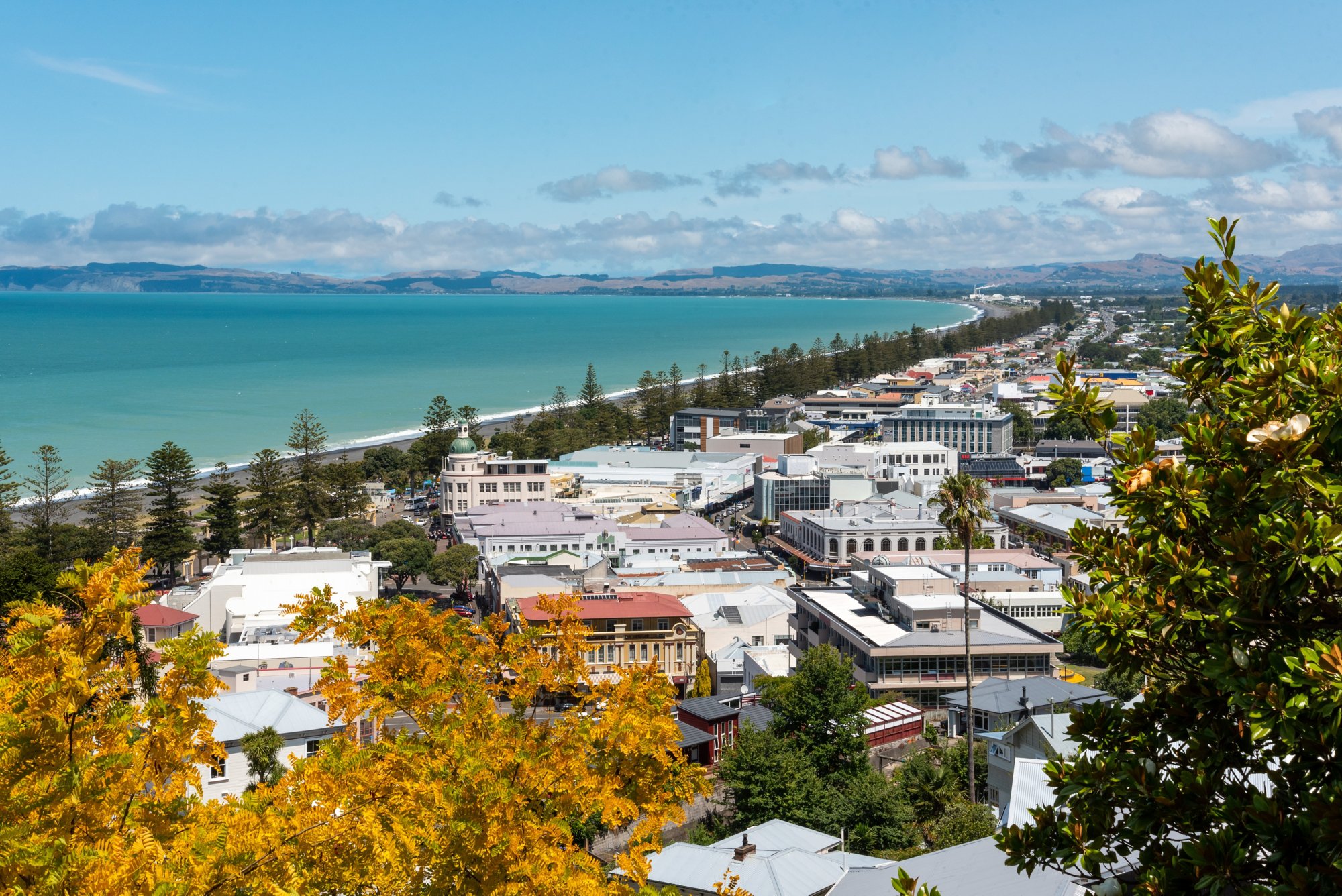 Famous Art Deco buildings in downtown Napier, North Island of New Zealand