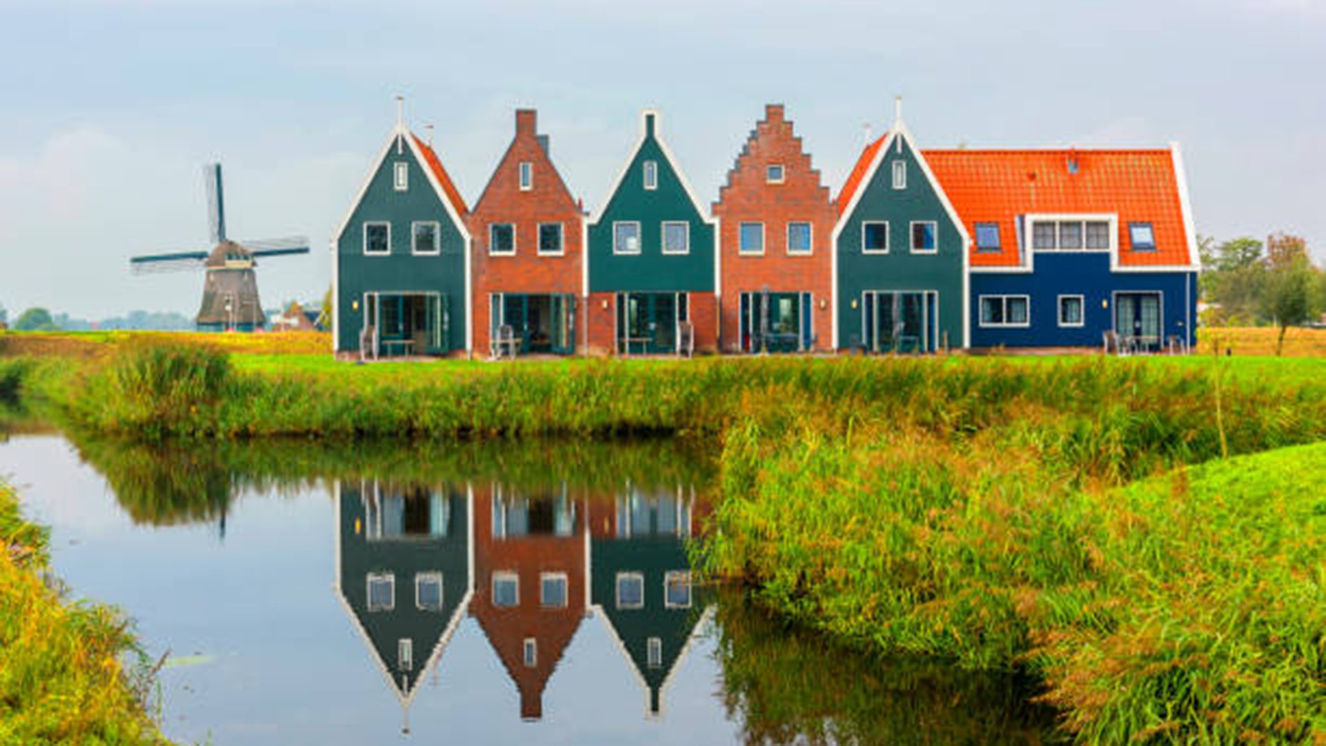 Volendam is a town in North Holland in the Netherlands. Colored houses of marine park in Volendam. North Holland, Netherlands.