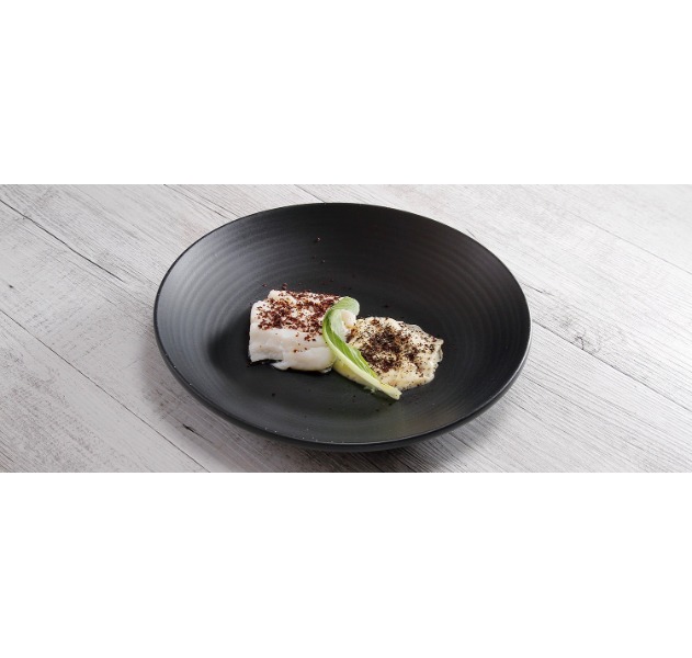 Baccalà con sedano rapa in due consistenze