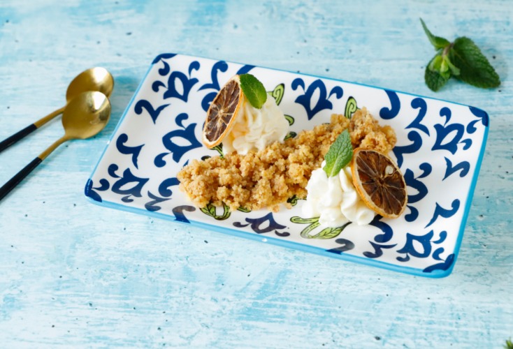 Cheesecake scomposta impiattata