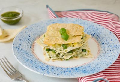 Lasagne con pane carasau, pesto e ricotta di capraalt