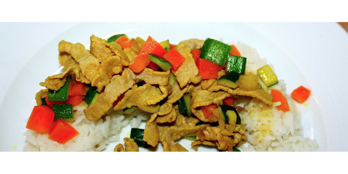 Straccetti di vitello con curcuma e riso basmati