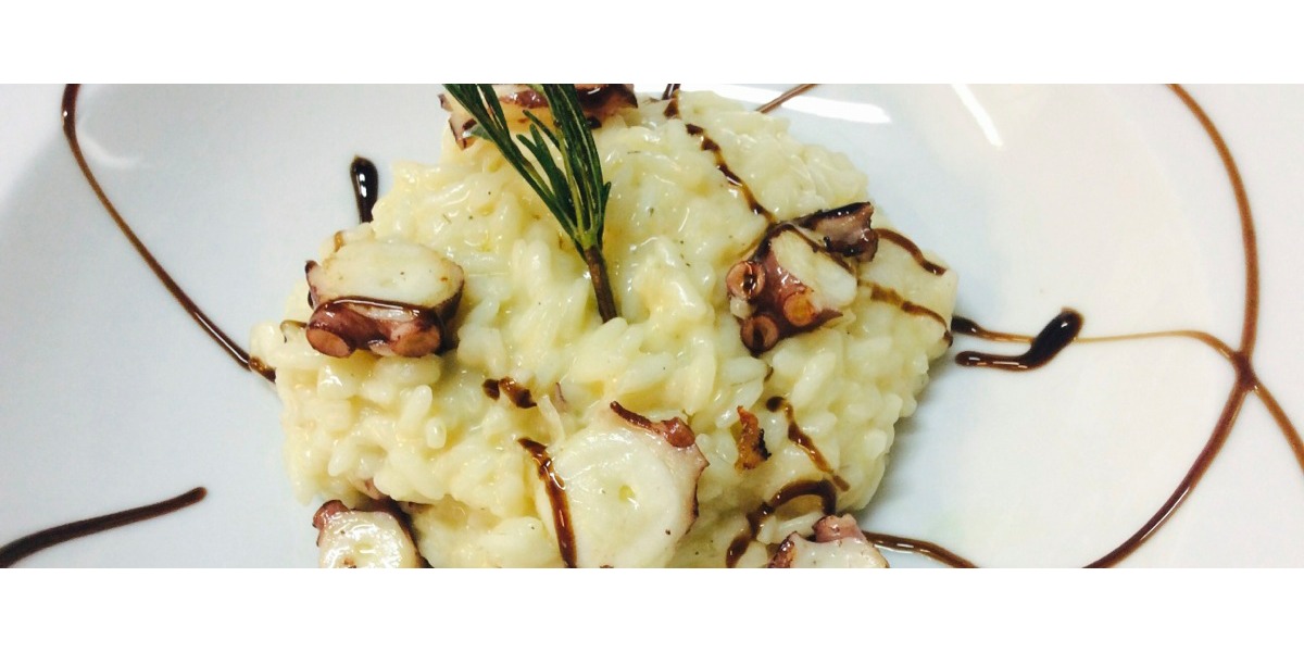 Risotto mantecato alla carbonara di polpo 