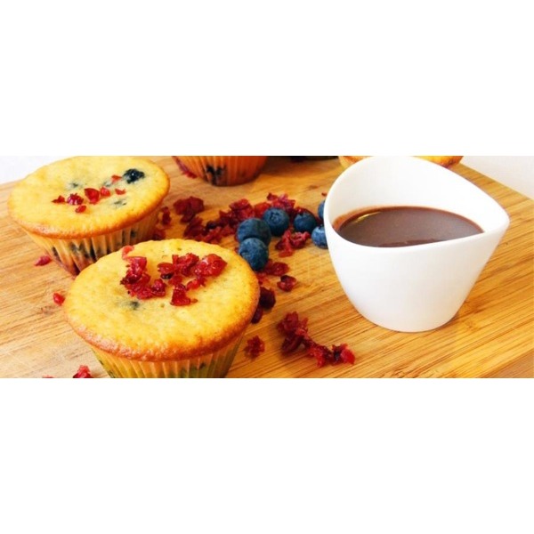 Muffin di zucca gialla ai frutti di bosco con salsa di cioccolato 