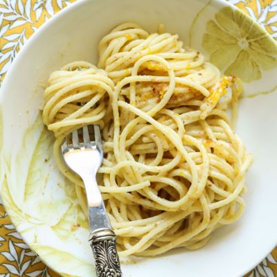 Spaghetti con la bottarga e limonealt