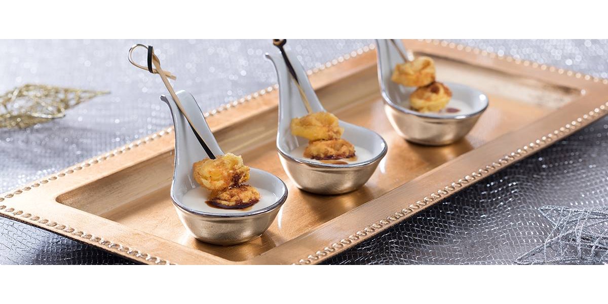 Tortellino croccante su morbido di parmigiano e aceto balsamico