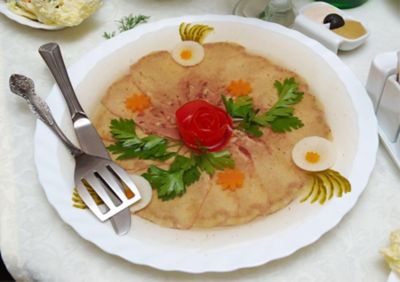 Aspic di galantina di cappone al crudo di Parma Dopalt