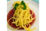 Battuta di tonno con spaghetti alla bottarga alt