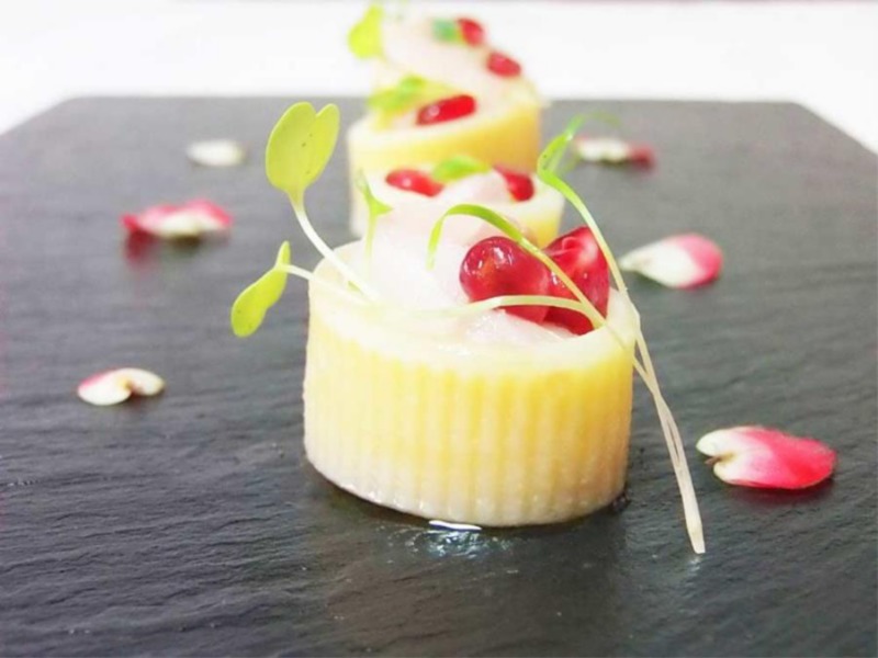 Calamarata di ricciola con melagrana