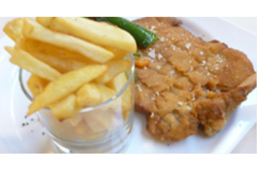 Cotoletta alla milanese con mazzolino di verdure