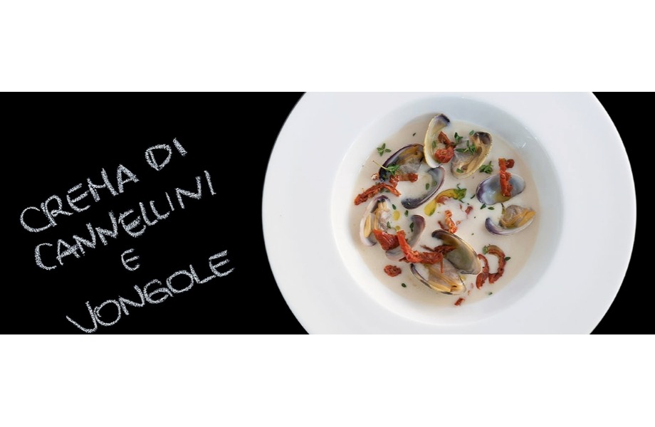 Crema di cannellini, vongole e pomodori secchi