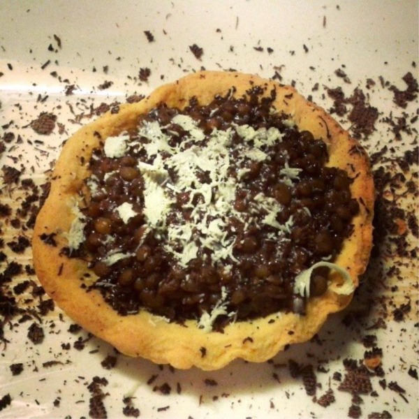 Crostatine di lenticchie in crema di marroni