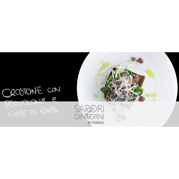 Crostone con provolone piccante e cime di rapa