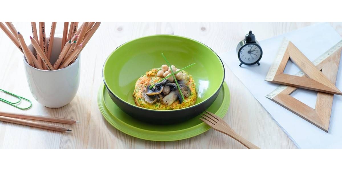 Frittata di albumi all'erba cipollina con funghi e ceci