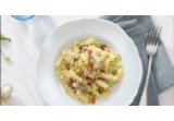 Fusilli con crema di fave, guanciale e pecorino alt