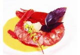 Gamberi rossi di Mazara del Vallo con tartare di baccalàalt