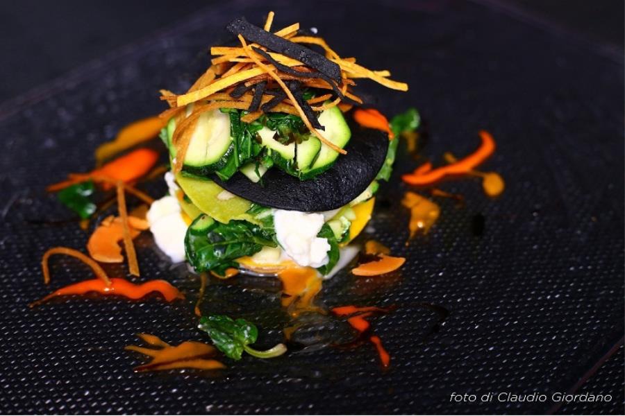 Lasagne "colorate" verdure con bufala e colatura di gamberi 