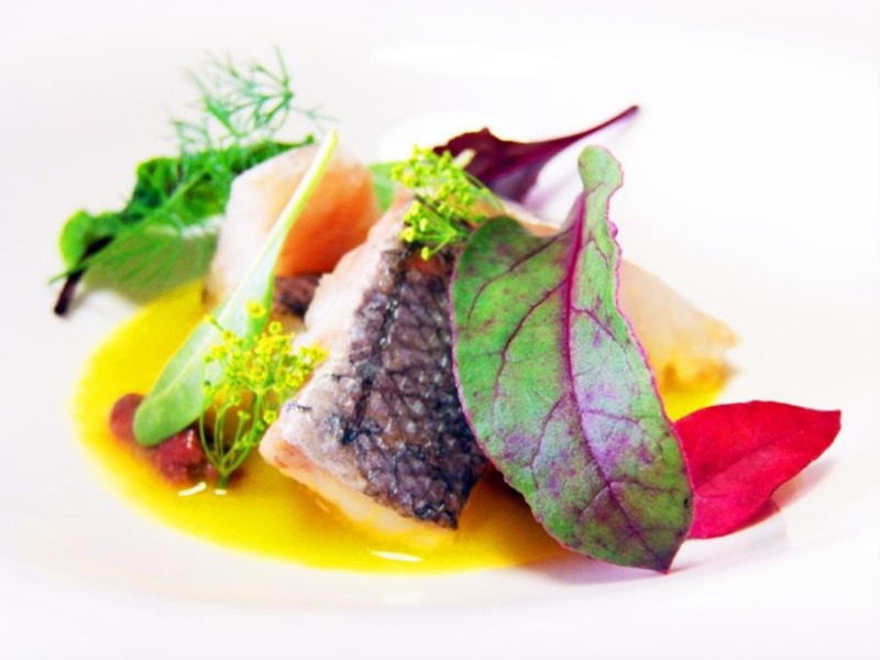 Merluzzo bianco affumicato su crema di zucca gialla