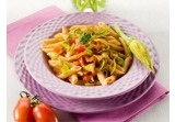 Mezze penne ai fiori di zucca e pomodori del Piennoloalt