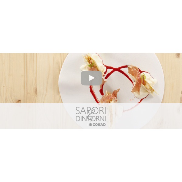 Minisandwich di gamberi, culatello e squacquerone