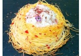Nido di pasta kataifi con ricotta di pecora e cioccolato di Modicaalt
