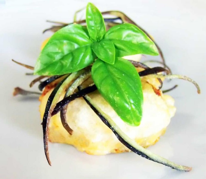 Parmigiana di melanzane in tempura