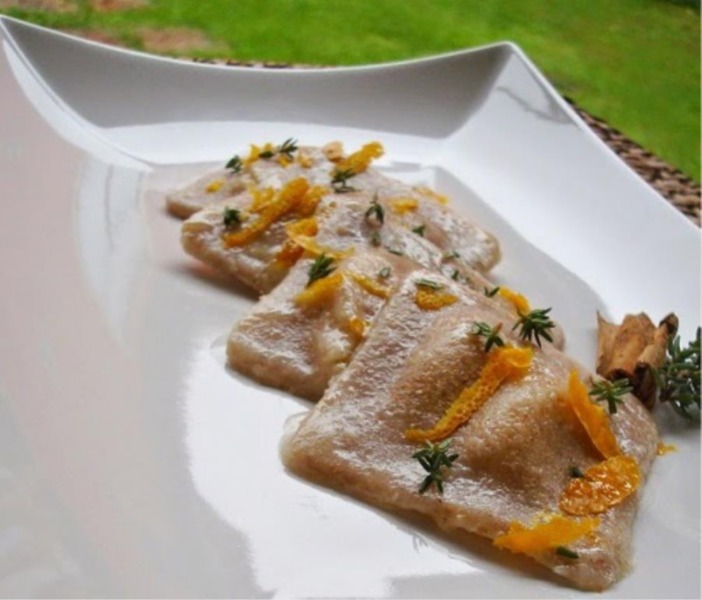 Ravioli con mela renetta e mascarpone