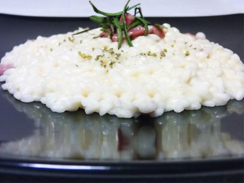 Risotto alla robiola con culatello brasato